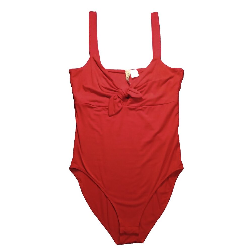 H&M Bright Red Tie Front Summer Bodysuit US S